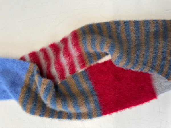 Brushed mohair stripe scarf