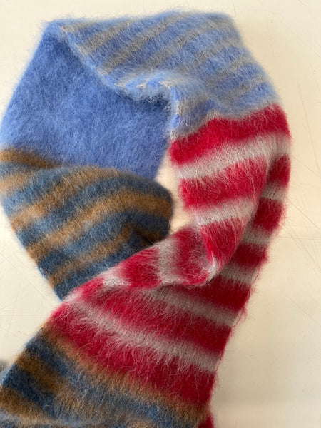 Brushed mohair stripe scarf