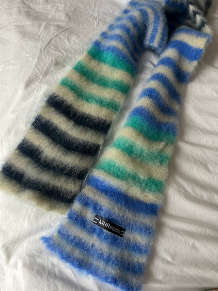 Brushed mohair stripe scarf