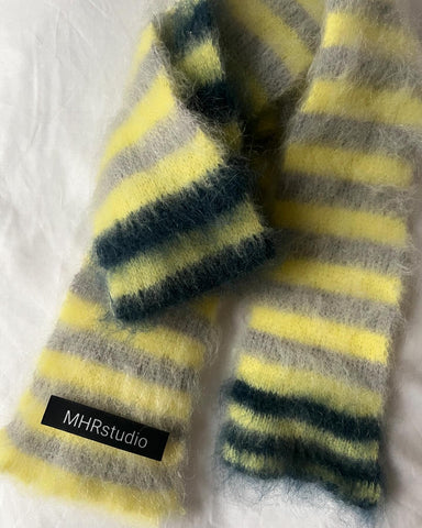 Skinny rib mohair scarf